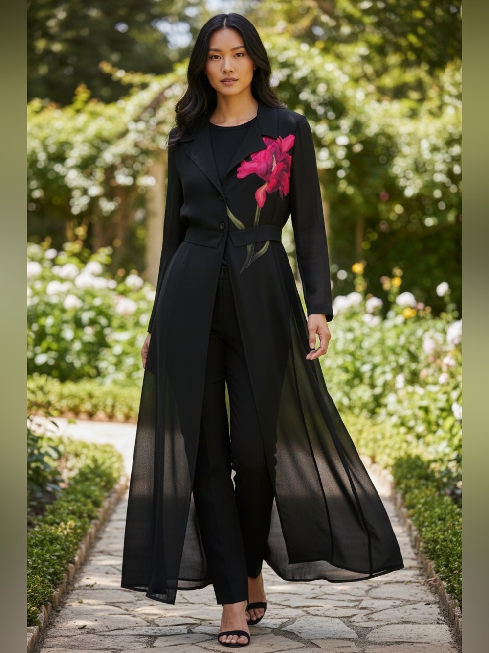 TESS Black Silk Blouse (Size L)